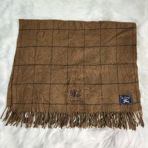 Burberry Vintage Plaid Scarf Wool Brown